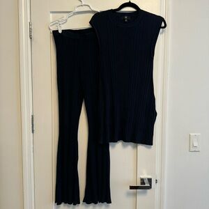 Banana Republic Cece Sweater Funic and Flared Pants Set Navy Size Medium